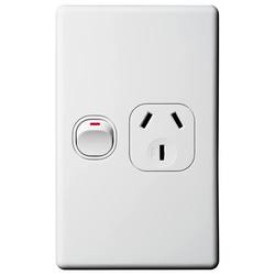 Voltex Classic Vertical Single Power Outlet 250V 10A with Safety Shutters