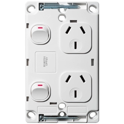Voltex Classic Vertical Double Power Outlet 250V 10A with Safety Shutters