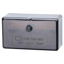 100A 500V Neutral Link 12 Hole - Black - Max. Cable 16mm²