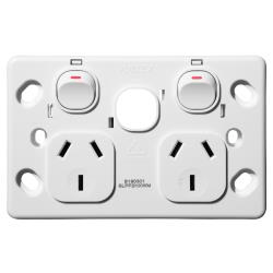 Voltex Shadowline (7.4mm) Double Power Outlet with Extra Switch Provision