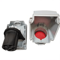 IP67 CEE Surface Mounted Socket Outlet Red 415V 5 Pin 63A 6H