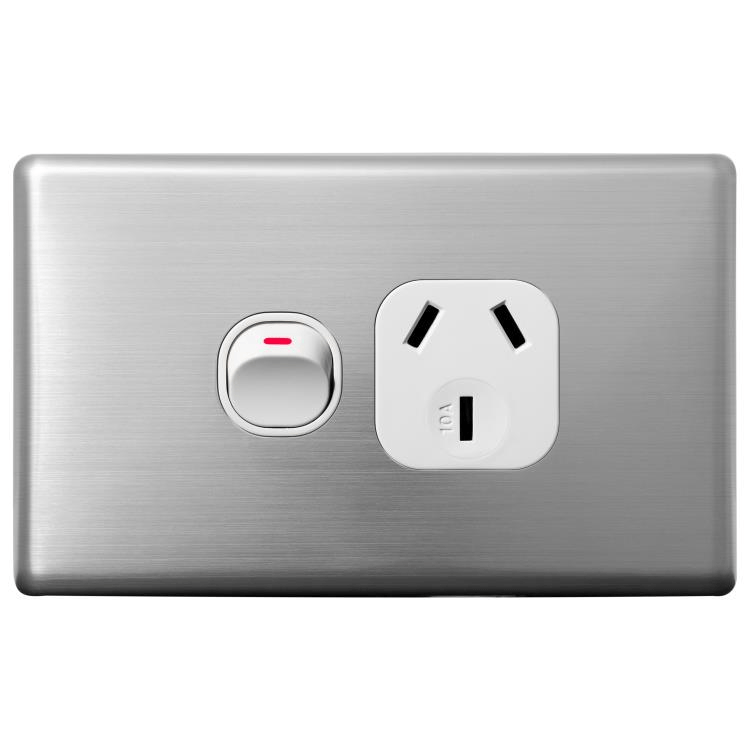 Voltex Classic Stainless Steel Cover Plate for Horizontal Single Power Outlet