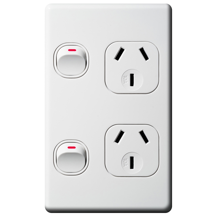 Voltex Classic Vertical Double Power Outlet 250V 10A with Safety Shutters