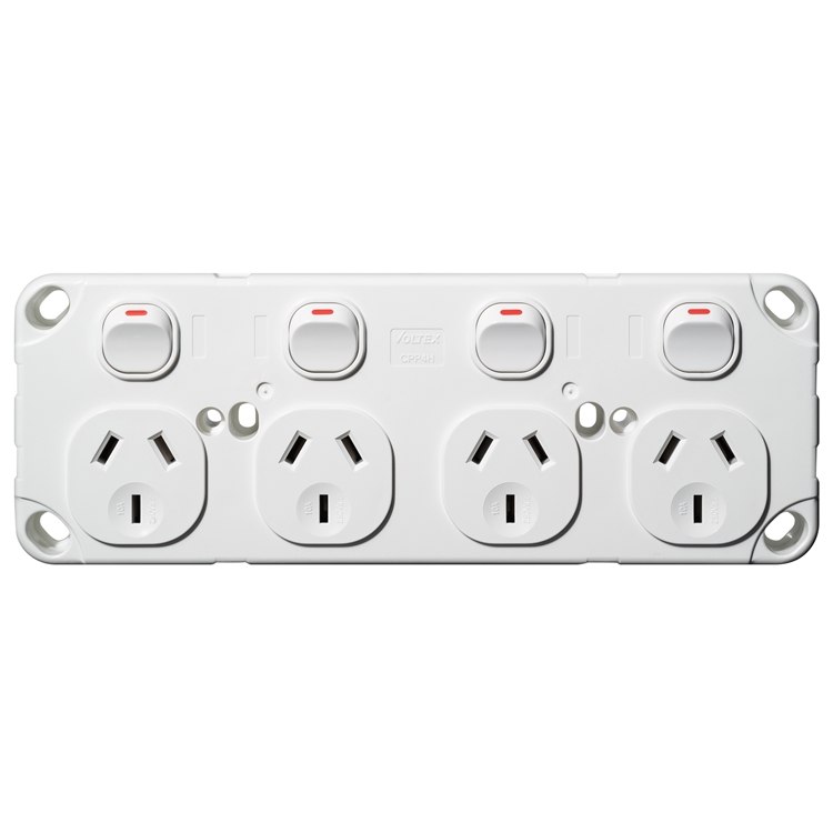 Voltex Classic Four Gang Horizontal Power Outlet 250V 10A