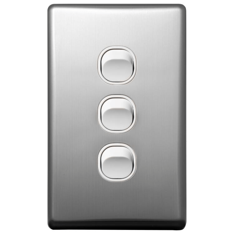 Voltex Classic Stainless Steel Cover Plate for 3 Gang Switch