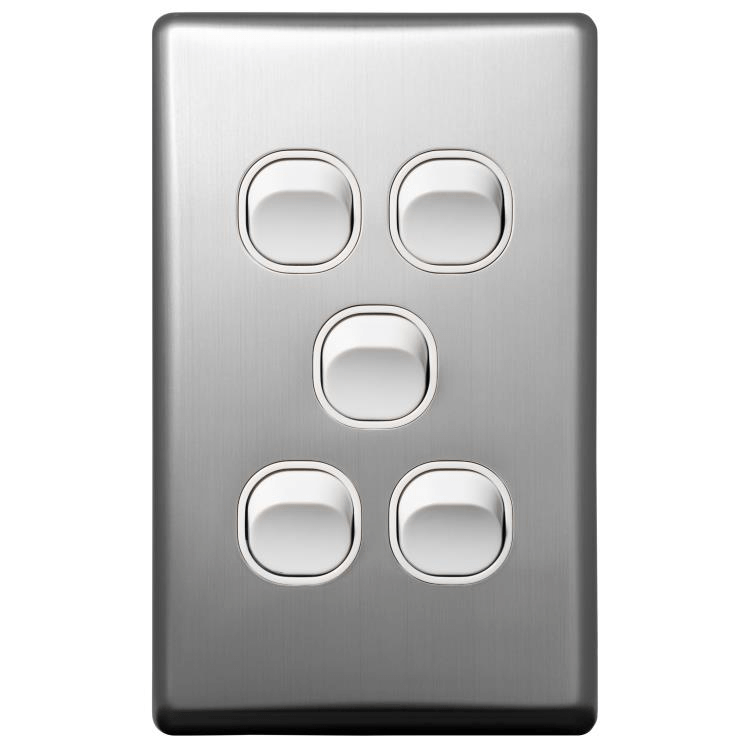 Voltex Classic Stainless Steel Cover Plate for 5 Gang Switch