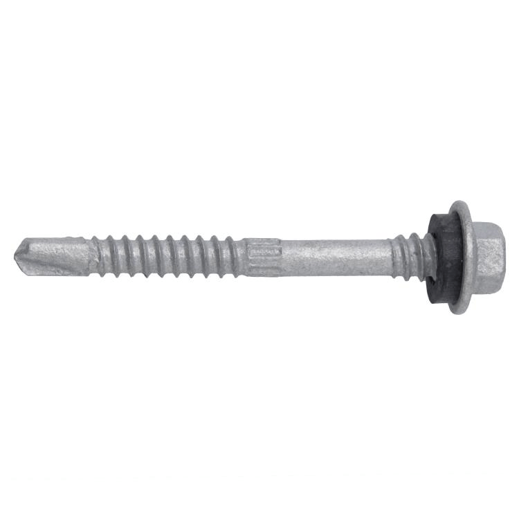 Hex Head Drill Point Roofing Screw 12G x 55mm with Seal - 100 Pack