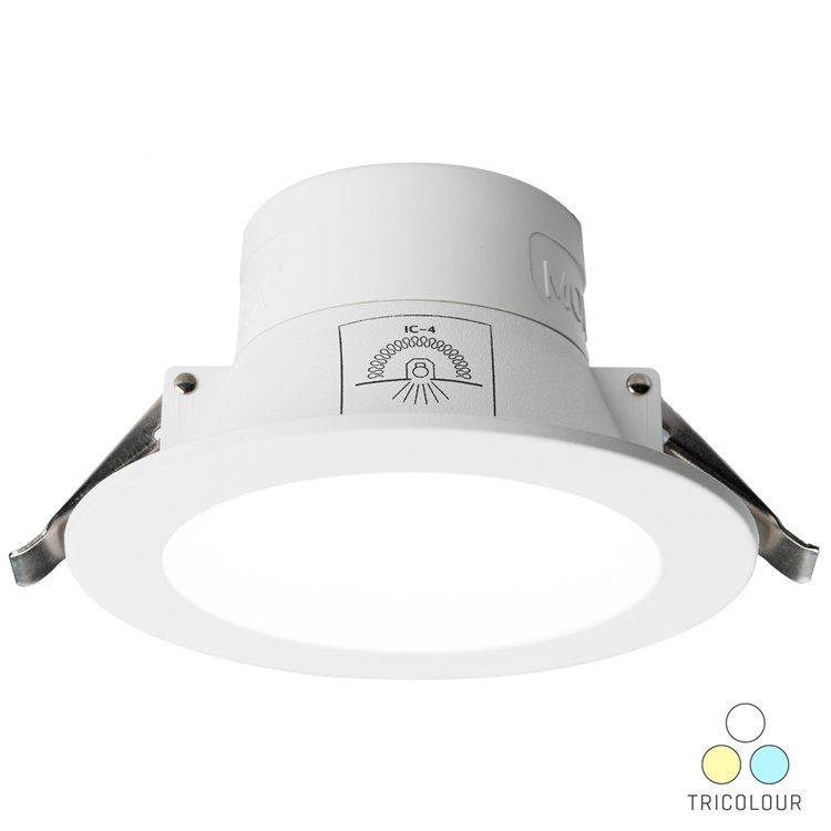 Voltex Monaco 7W - 90mm IP44 Integrated Driver LED Downlight - CCT Tricolour - Changeable 